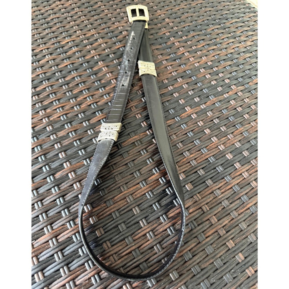 90s Western Americana Swivel Reversible Belt Leather Silver-Tone Unisex Size 30" - Picture 10 of 11